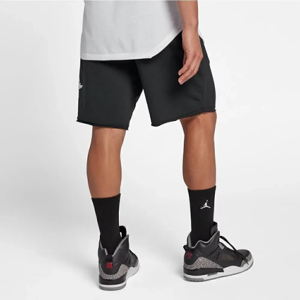 Air Jordan 1 3 4 5 6 8 11 13 14 Retro OG Jumpman Logo Fleece Shorts Black White